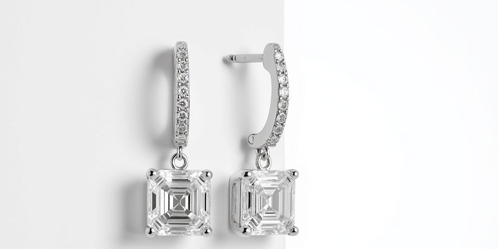 3 carat Asscher Solitaire Drop Earrings