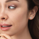 Three Prong Round Lab Grown Diamond Stud Earrings