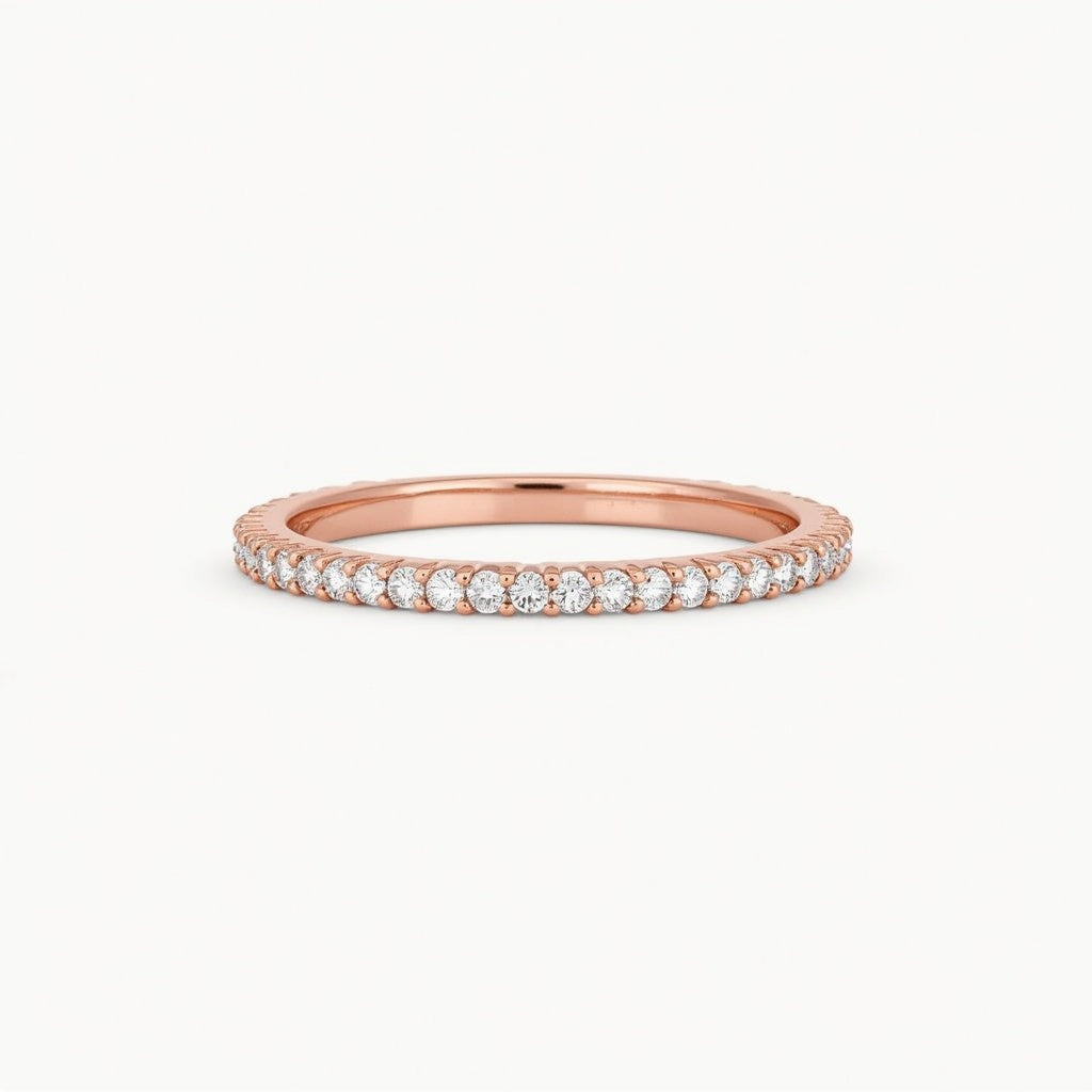 Front View Pave Diamond Eternity Ring Rose Gold | Adorn By You