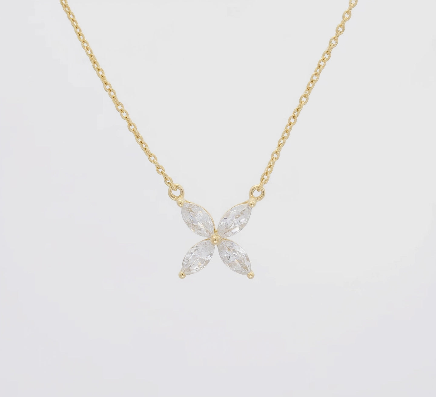 Marquise Floral Necklace | Minimalist Flower Charm Pendant Necklace | Adorn By You