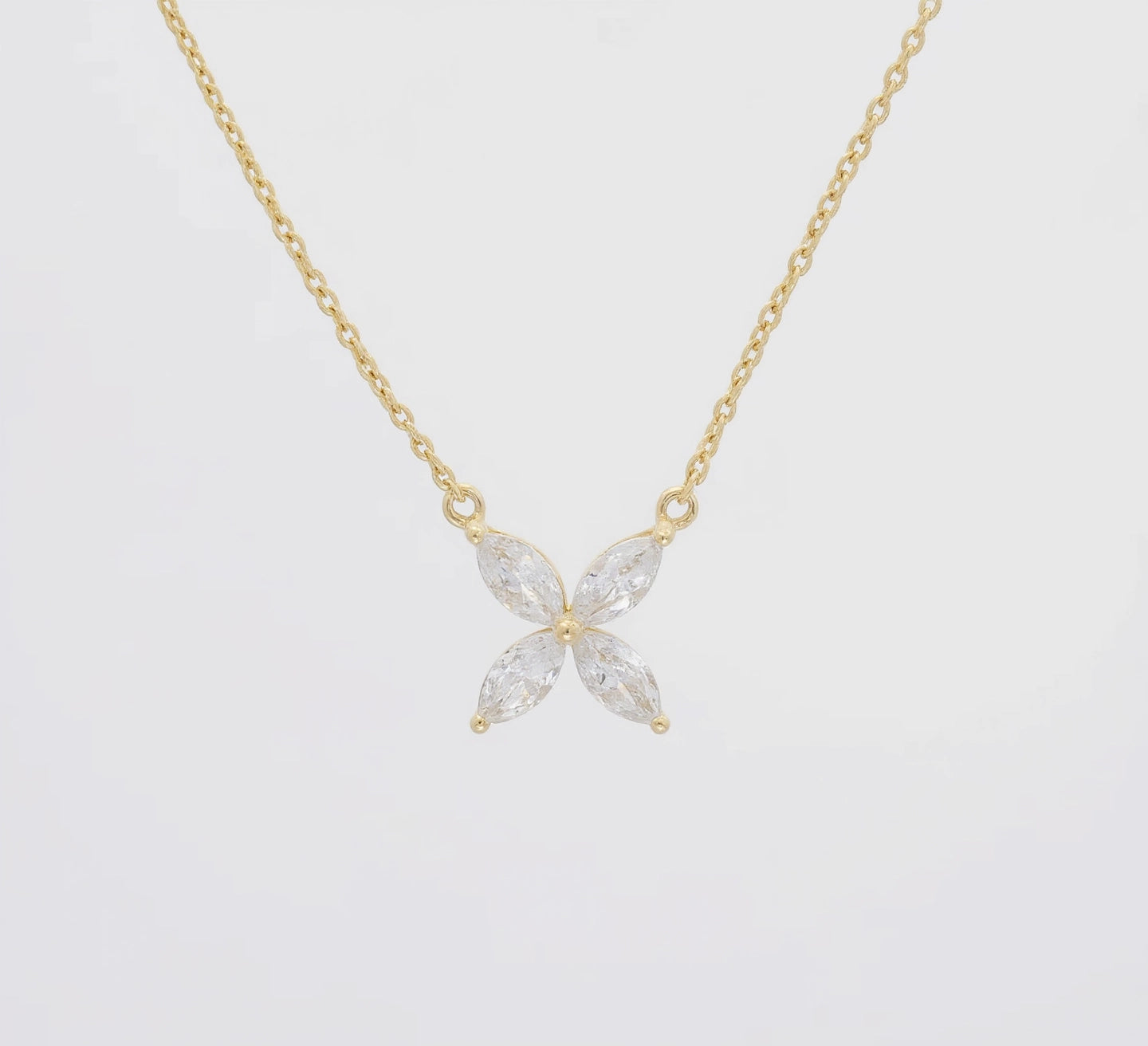 Marquise Floral Necklace | Minimalist Flower Charm Pendant Necklace | Adorn By You