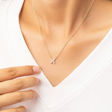 A model wearing our best collections Marquise Floral Necklace | Minimalist Flower Charm Pendant Necklace | Adorn By You