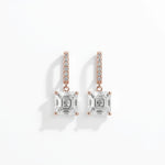 Rose Gold Asscher Solitaire Drop Earrings