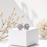 Rosé & Diamond Halo Stud Earrings