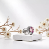 Rosé & Diamond Halo Stud Earrings