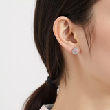 Rosé & Diamond Halo Stud Earrings