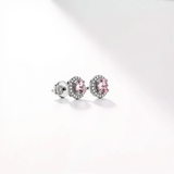 Rosé & Diamond Halo Stud Earrings